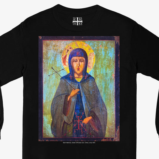 Greek Orthodox Saint Matrona Icon Long Sleeve Shirt